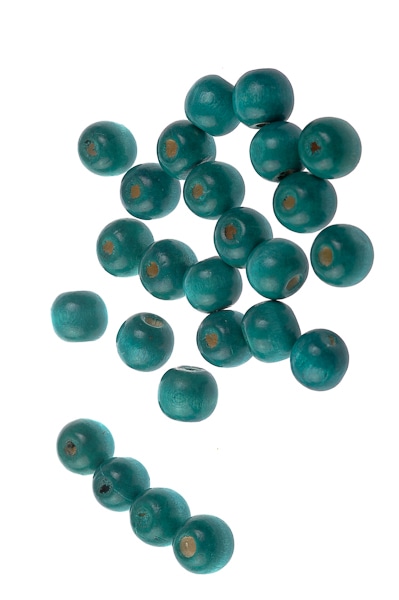 Perles en bois - Ø 10 mm, trou 3 mm - turquoise